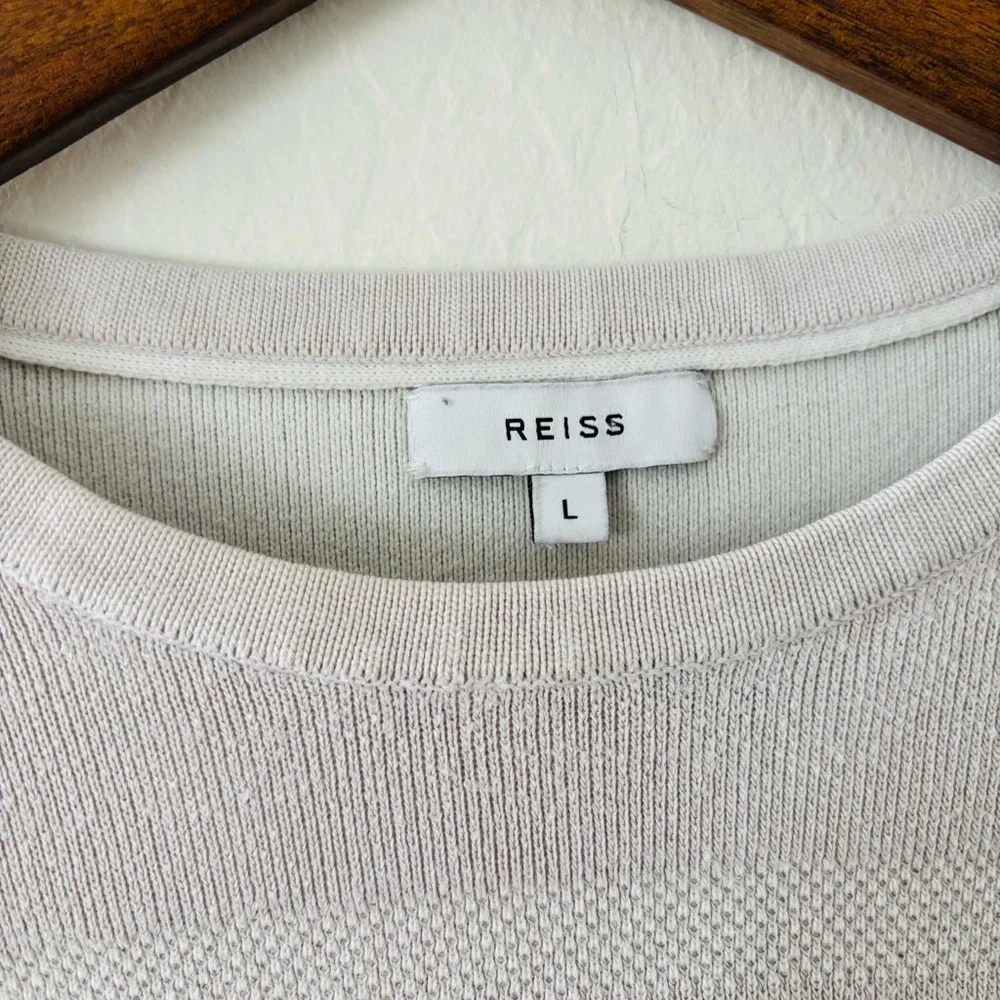 Reiss Birch Cotton Blend Crew Neck Jumper Sweater Size Large‎ Light Gray Beige